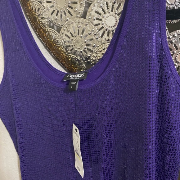 2 Express sequin front tank tops, size large. 1 purple and 1 gold. Sold as set. - Picture 3 of 10